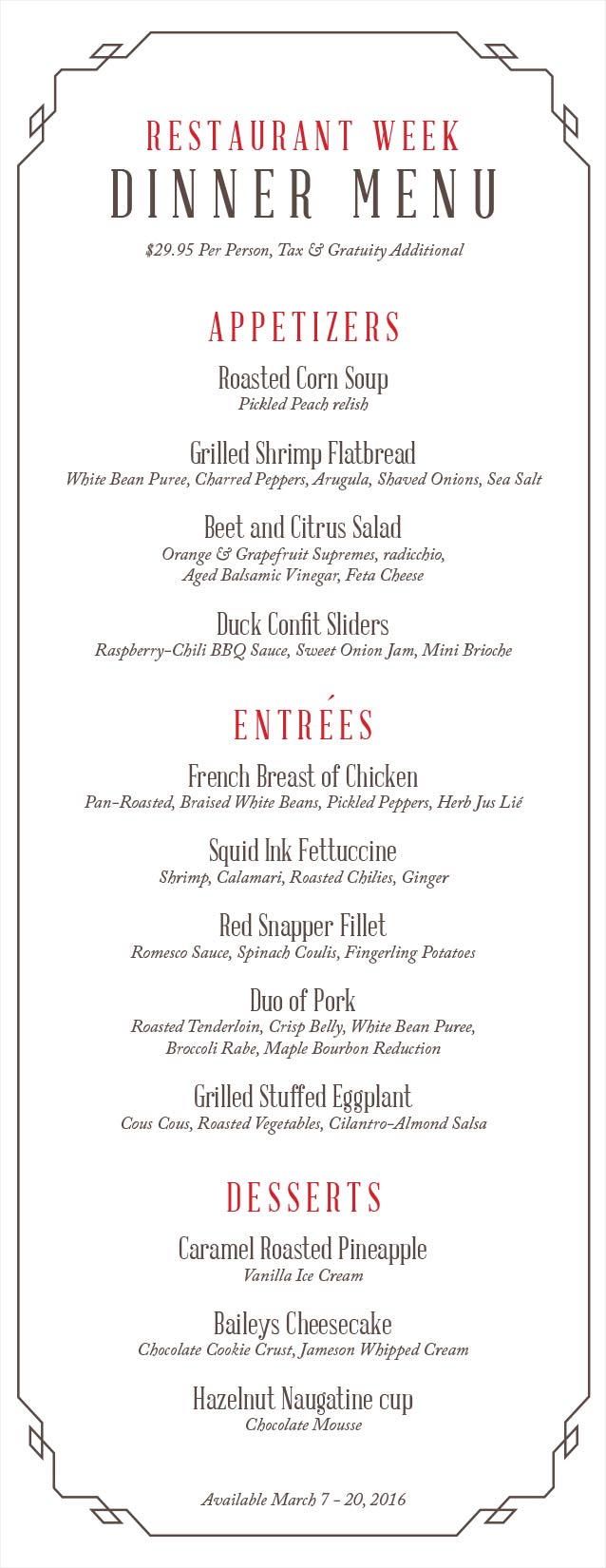 elegant dinner menus
