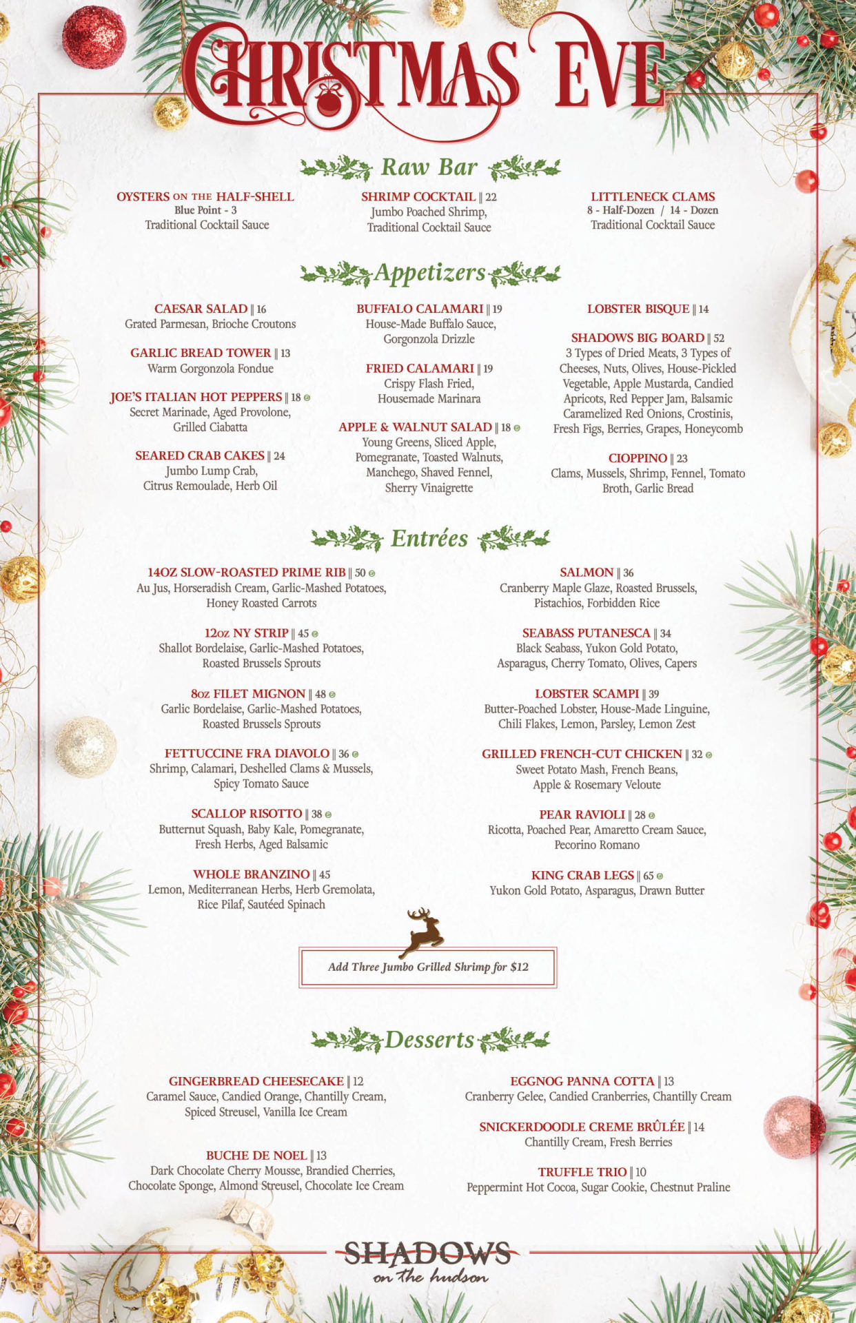 Christmas Eve Dinner Shadows on the Hudson